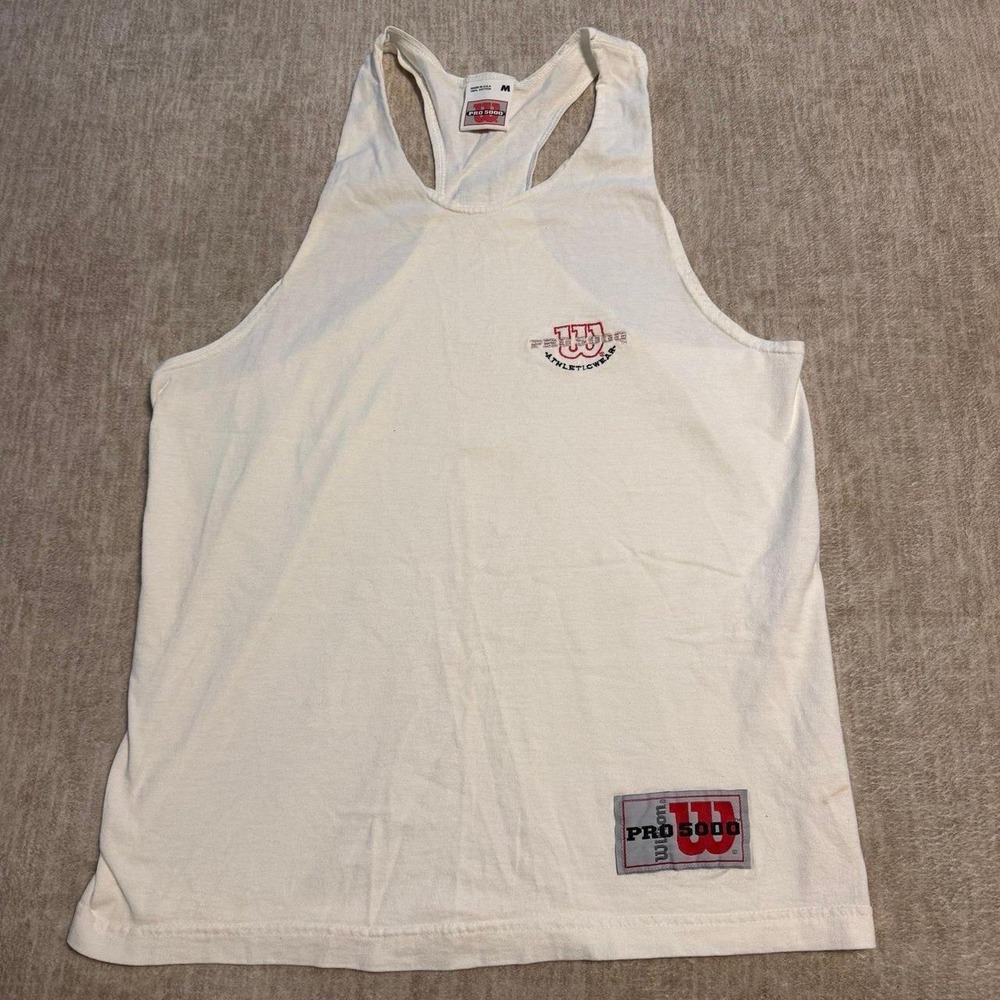 Vintage Wilson Pro 5000‎ Athleticwear White Racerback Tank Top USA Size M